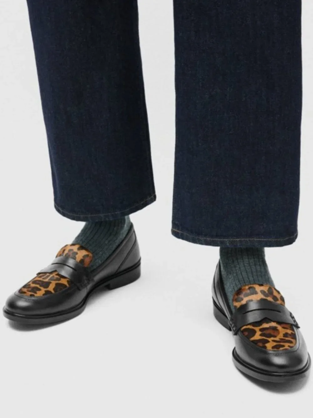 Ecco Dress Classic 15 Penny Loafers Slip On Black Leopard Size 40 US 9 - 9.5 NEW
